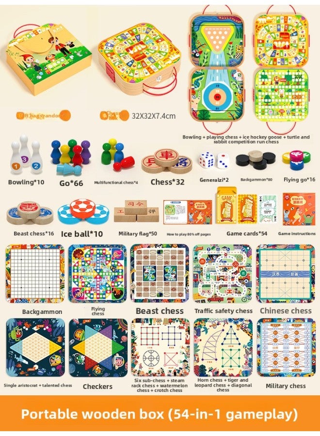 Wooden Flying Chess Multifunctional Chessboard Set All-In-One Chess Toy Backgammon Game Birthday Gift Free Shipping